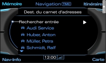 Chargement d'une destination du carnet d'adresses